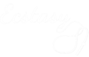 Logo von Domina Ecstasy Dark – stilvoller weißer Schriftzug auf schwarzem Hintergrund